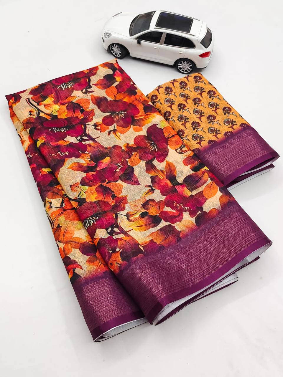Mg 235 Manglaya Linen Printed Saree Catalog