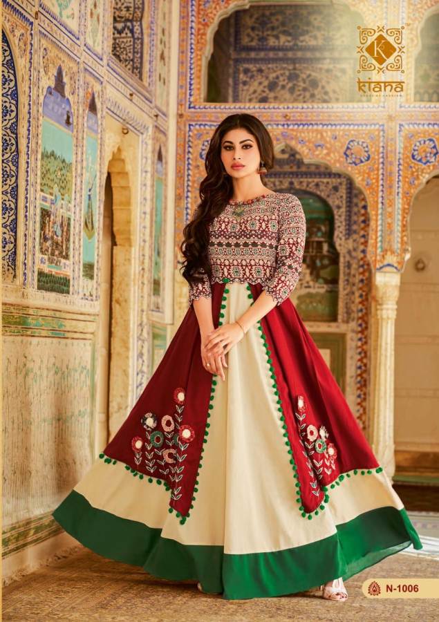 Kiana Nazrana Special Designer Festive Wear Long Cotton Kurtis Collection
