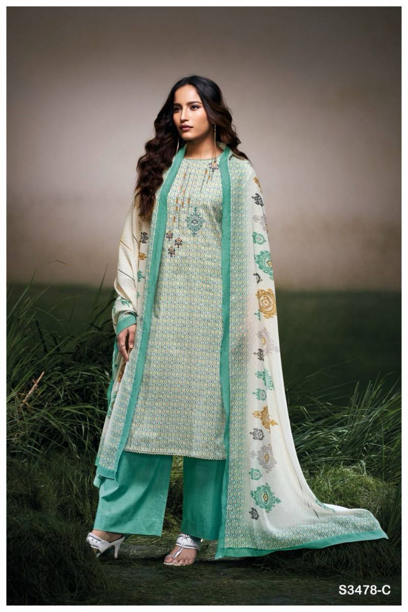 Azaria By Ganga Cotton Printed Embroidered Salwar Suit Wholesalers In Delhi