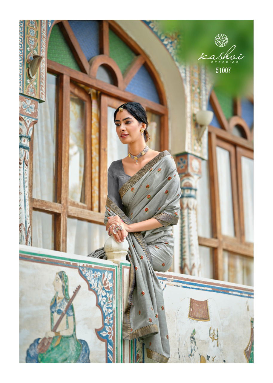 Kashvi Karigari Vichitra Jari With Fancy Lace Casual Wear Silk Saree Collection
