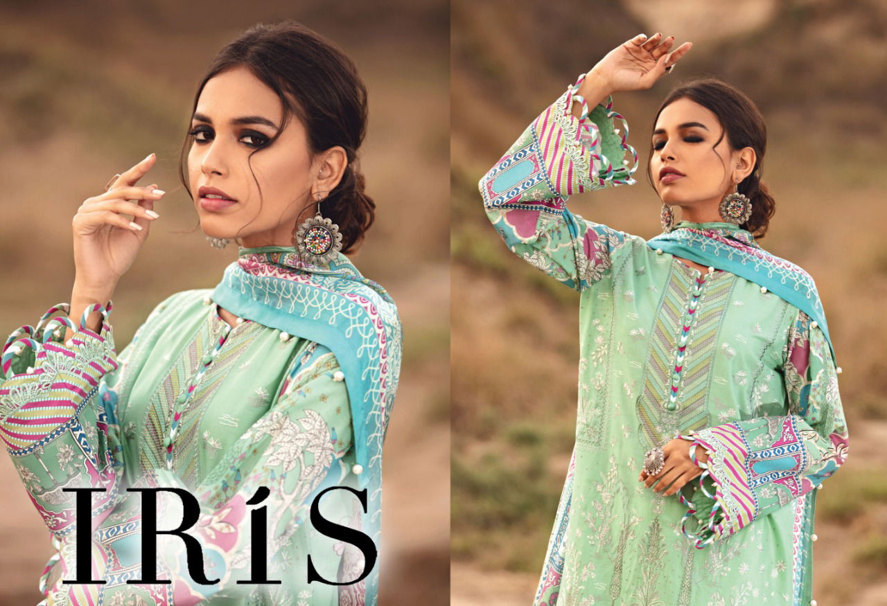 Iris 12 Cotton Karachi Designer Printed Casual Daily Wear Dress Materials Collection
