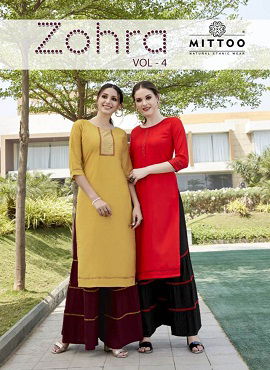 Mittoo Zohra Vol 4 Latest Designer Casual Wear Kurtis With Heavy Designer Plazzo Collection 