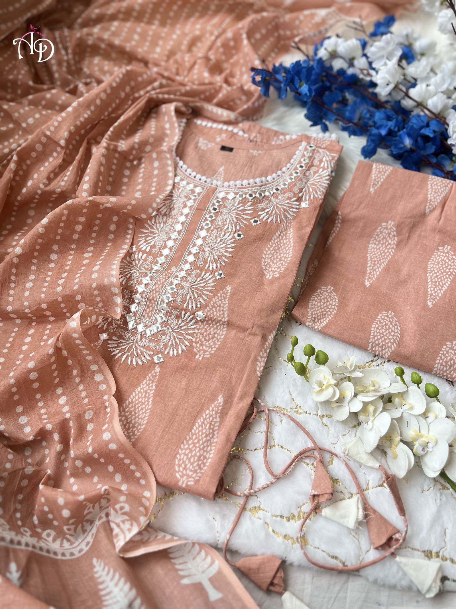 Akshar Printed Pure Cotton Top With Bottom Dupatta Orders In India Suppliers In India