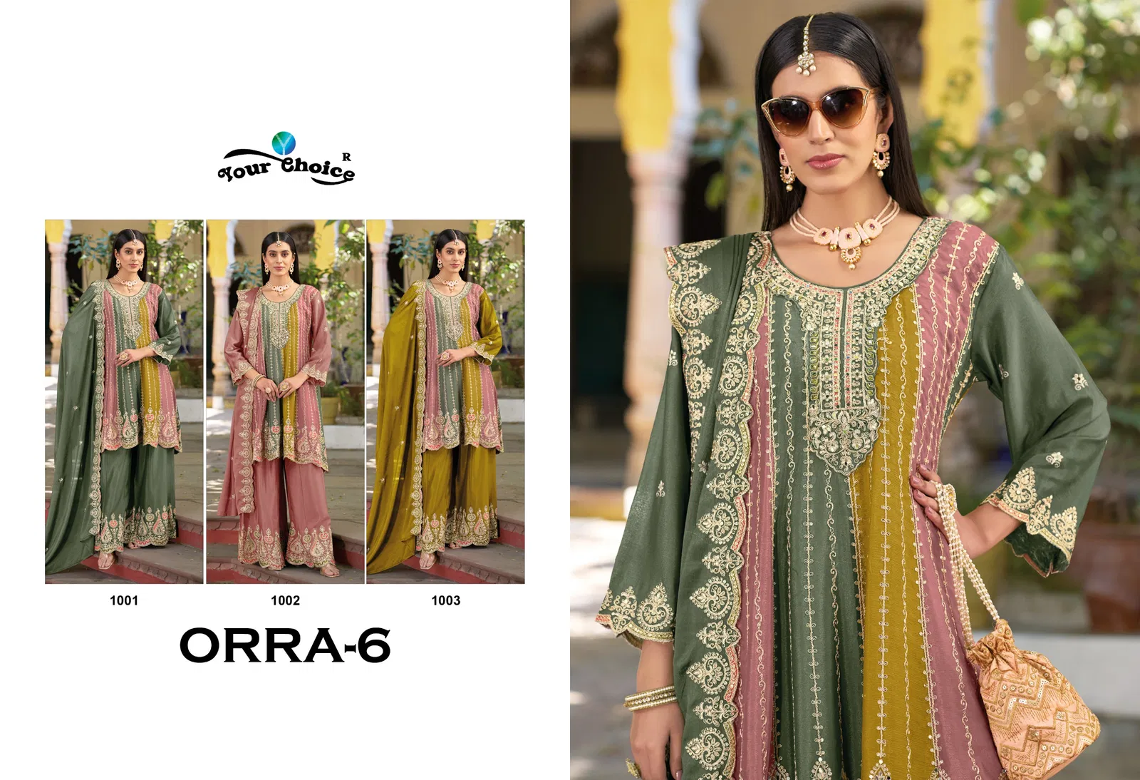 Orra 6 By Your Choice Heavy Chinon Sharara Readymade Suits Online Wholesale