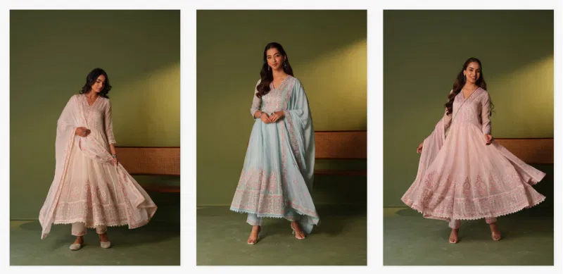 Tanyaa P 118 Designer Organza Anarkali Style Kurta Sets Wholesale Clothing Suppliers In India
