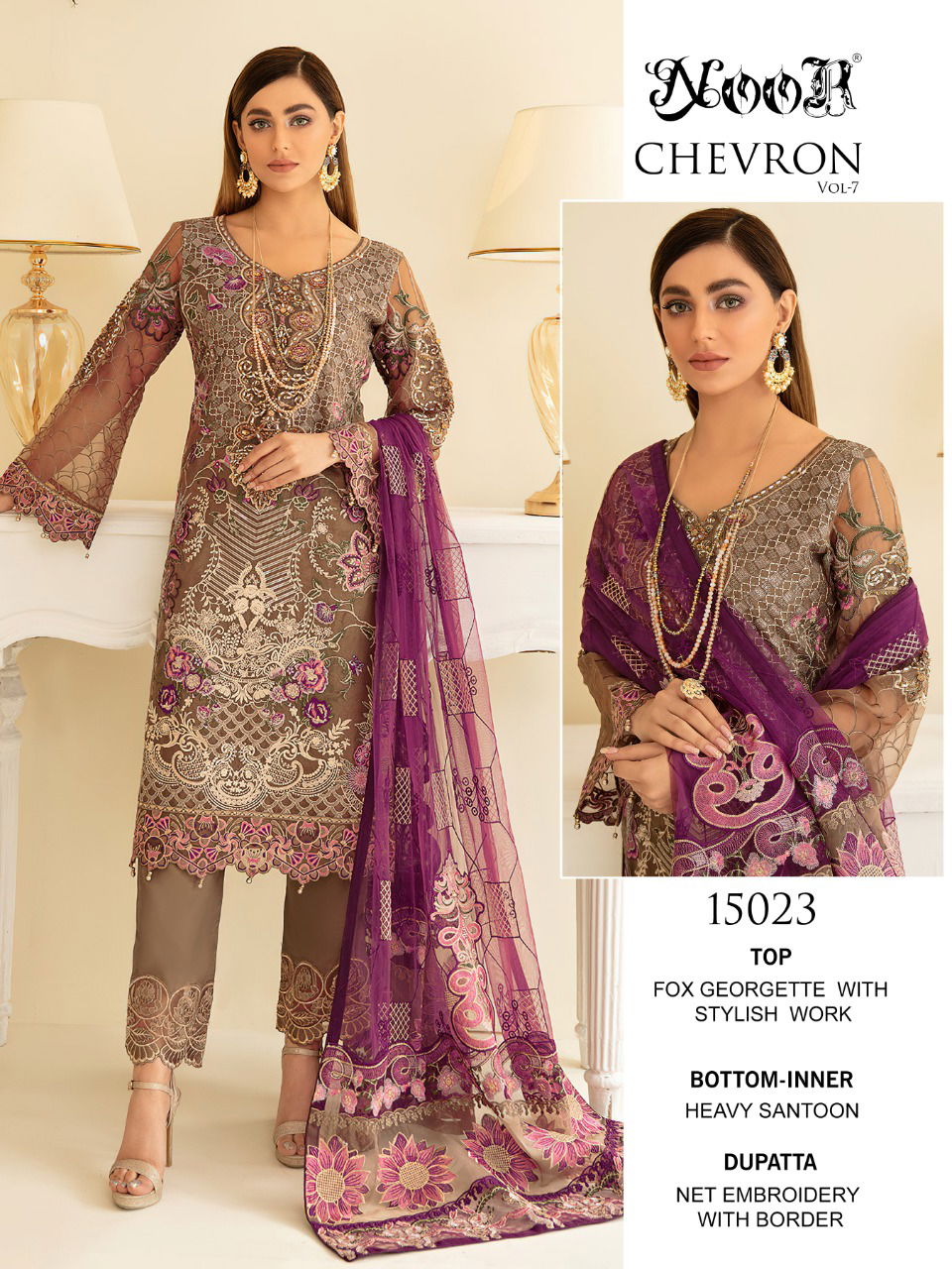 Noor Chevron 7 Heavy Festive Wear Georgette Embroidery Pakistani Salwar Kameez Collection