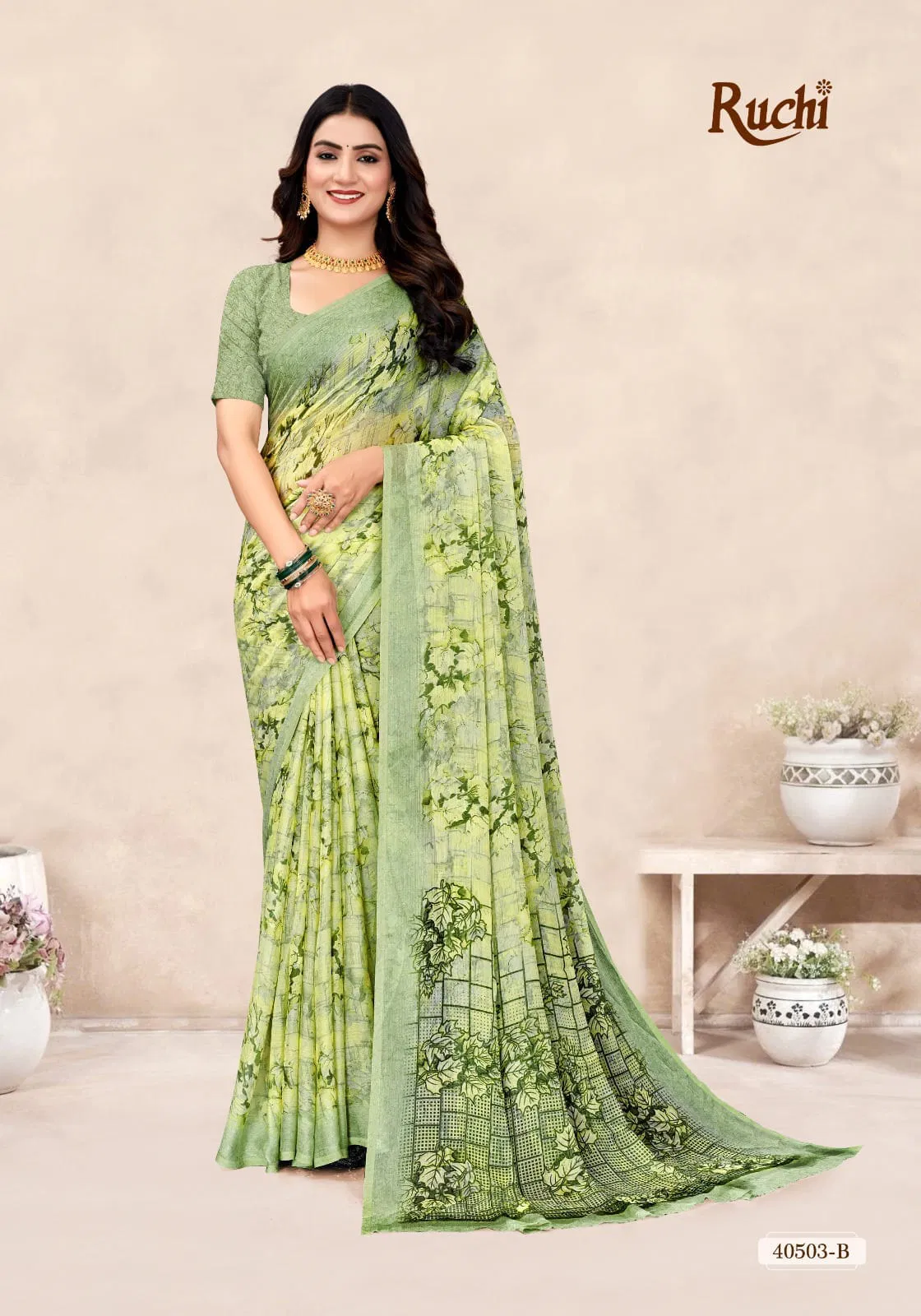 Star Chiffon 196 By Ruchi Printed Chiffon Daily Wear Saree Exporters In India