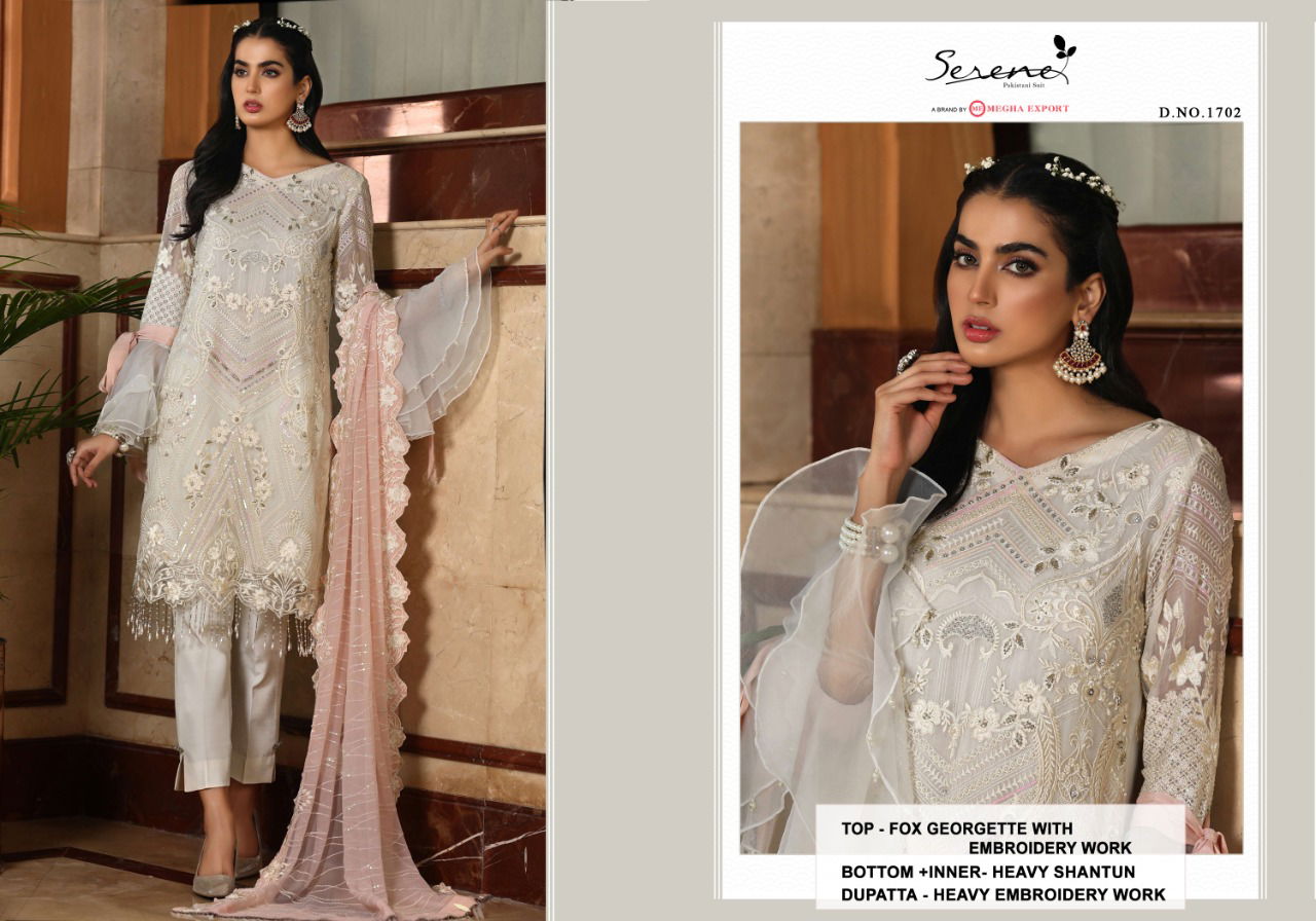 Serene Zarif Faux Latest Fancy Festive Wear Georgette Heavy Embroidery Work Pakistani Salwar Suits Collection
