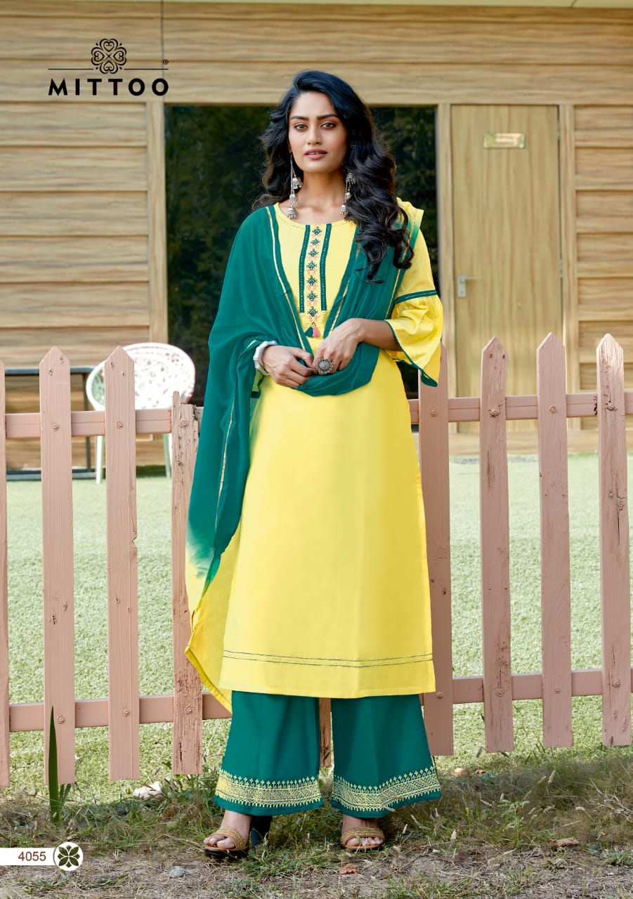 Mittoo Manohari 2 Latest fancy Designer Festive Wear Banarasi Viscose Readymade Salawar Suit Collection
