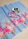 MG 139 Plain Linen Digital Printed Surat Designer Sarees Wholesale Market