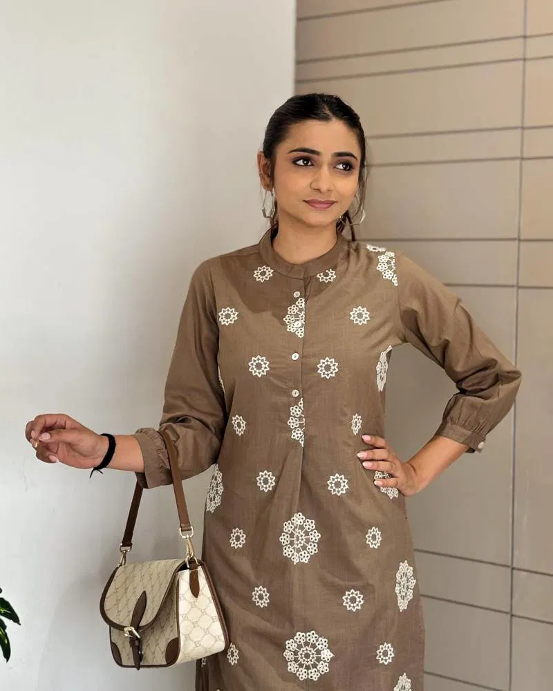 Tanyaa P 180 Cotton Lakhnavi Work Kurti With Bottom Online Wholesale