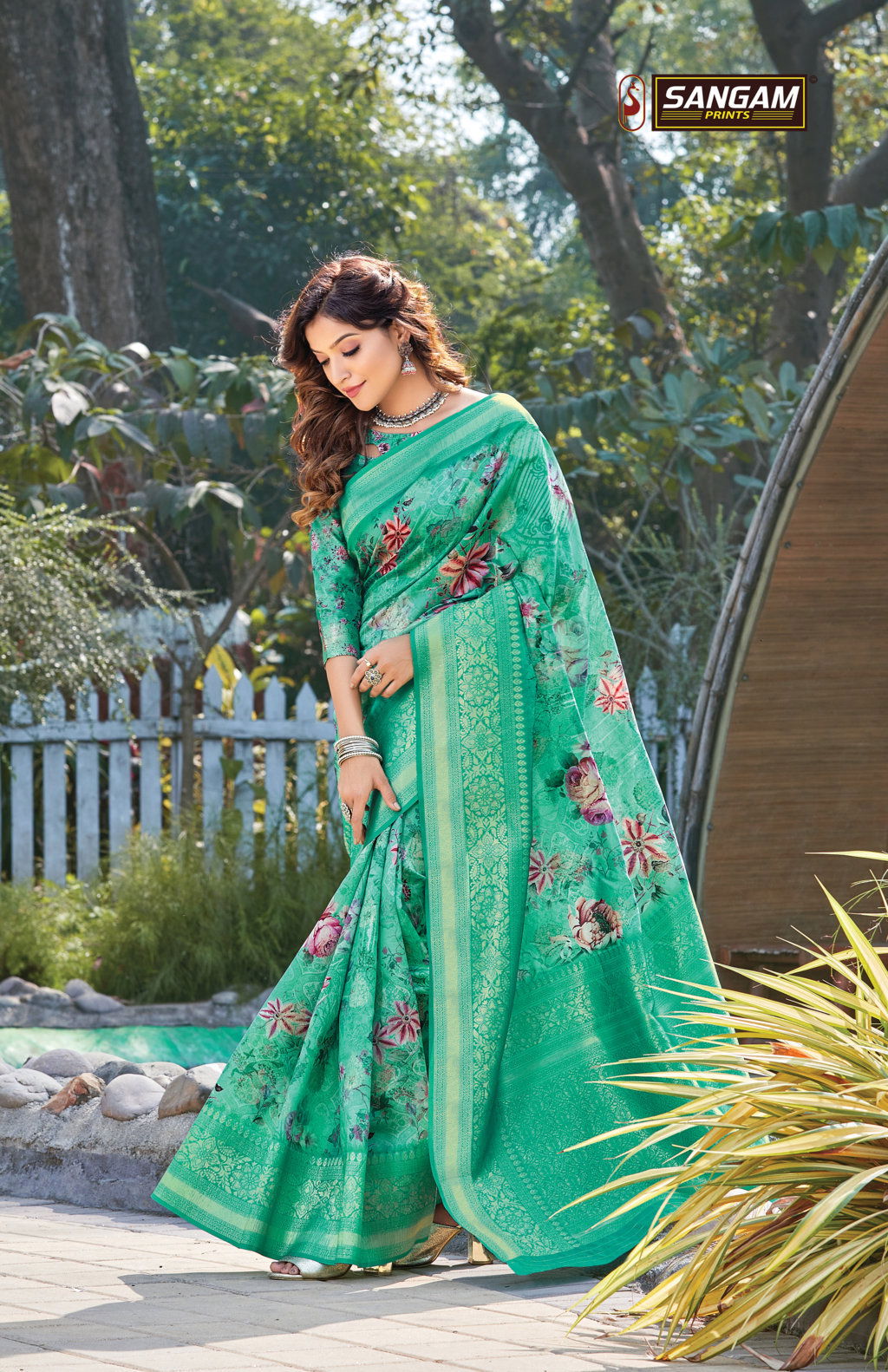 Sangam Roop Shringar Latest Fancy Festive Wear Digital Print Silk And Reshm Thread work Sarees Collection