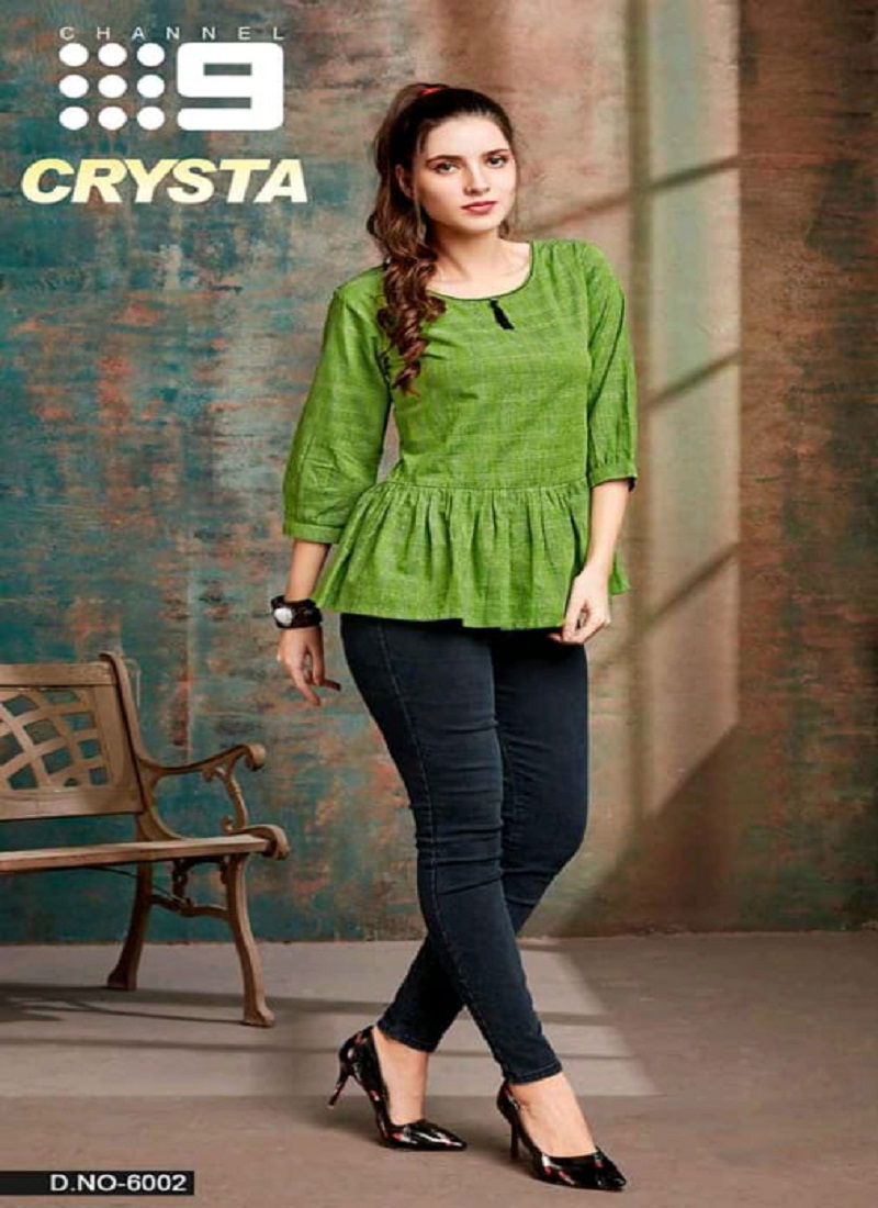 C9 Crysta Latest Designer Soft Cotton Chex Casual Wear Short Tops Collection 