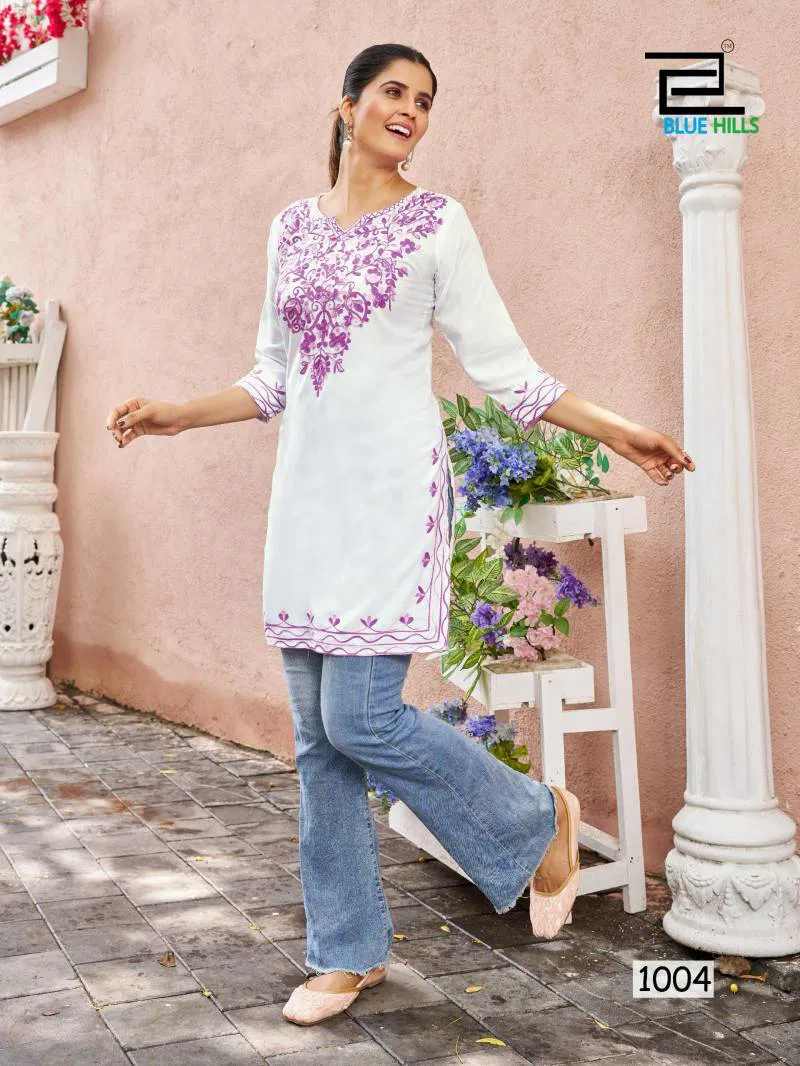 Gulmarg By Blue Hills Rayon Side Cut Short Kurti Suppliers In India