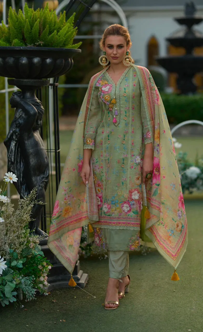 Phulkari By Kailee Linen Designer Kurti With Bottom Dupatta Orders In India