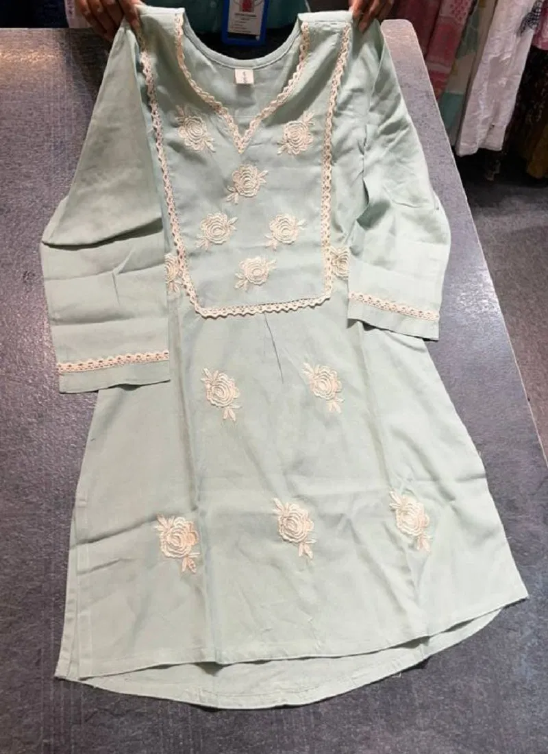 Naisha K 15 Rayon Embroidered Short Kurti Wholesale Suppliers In Mumbai