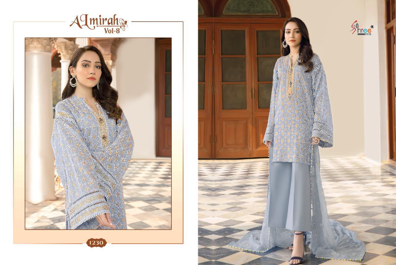 SHAREE FAB  ALMIRAH VOL-8 Fancy Designer Festive Wear Pure Cotton With Exclusive Karachi Embroidery Pakistani Salwar Suit Collection