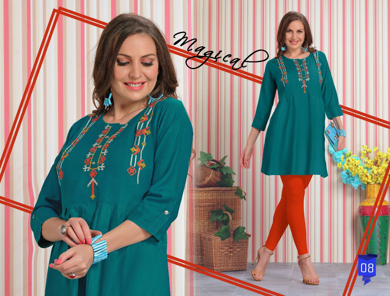 Trendy Fiza 4 fancy designer Casual Regular Wear Heavy Rayon Short Kurtis Collection