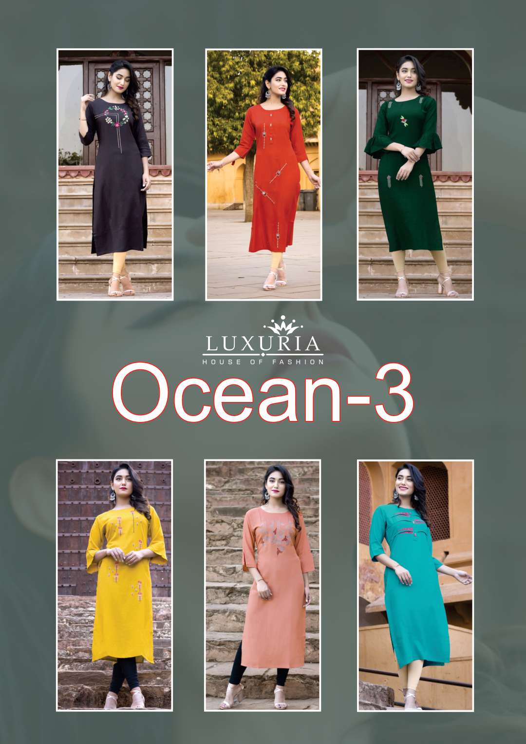 Luxuria Ocean 3 Latest Designer Embroidered Casual Wear Kurtis Collection