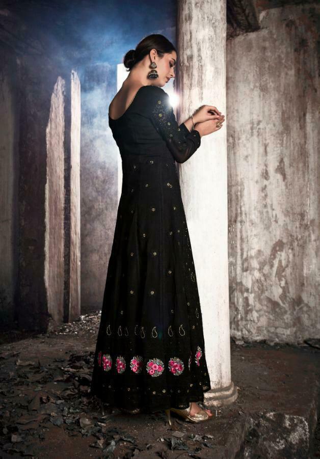 KARMA LATEST DESIGNER FOX GEORGETTE HEAVY EMBROIDERED LAKHNAVI TOP AND NAZNIN DUPATTA WITH STONE WORK COLLECTION