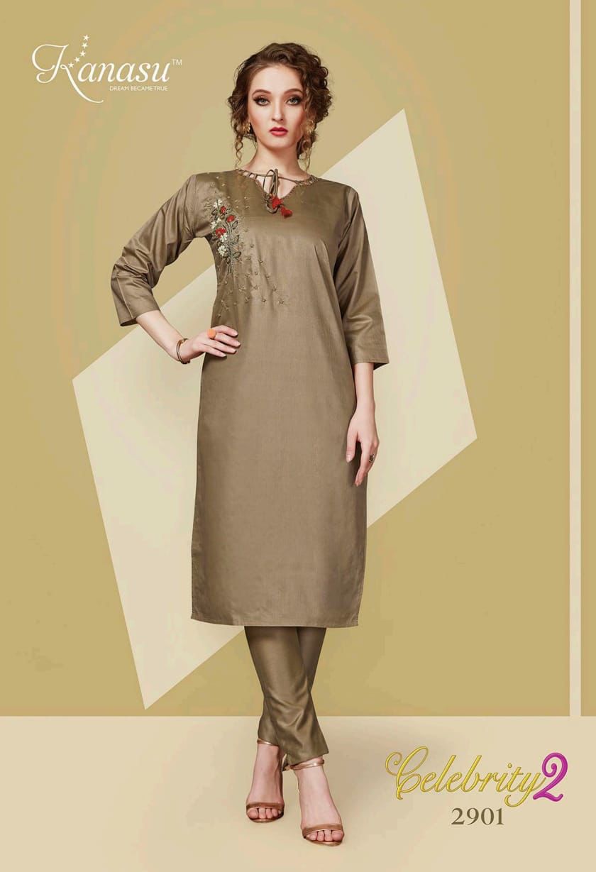 Kanasu Celebrity 2 Ethnic Wear Silk Designer Kurti With Bottom Collection