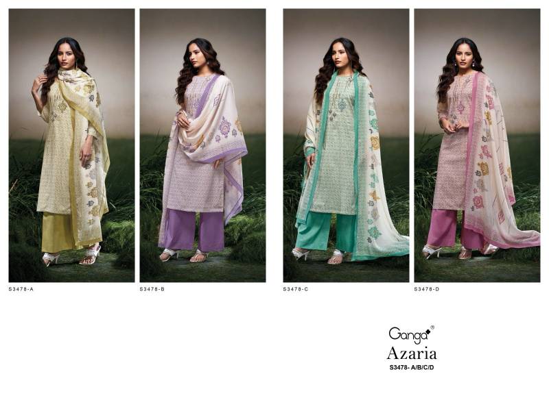 Azaria By Ganga Cotton Printed Embroidered Salwar Suit Wholesalers In Delhi