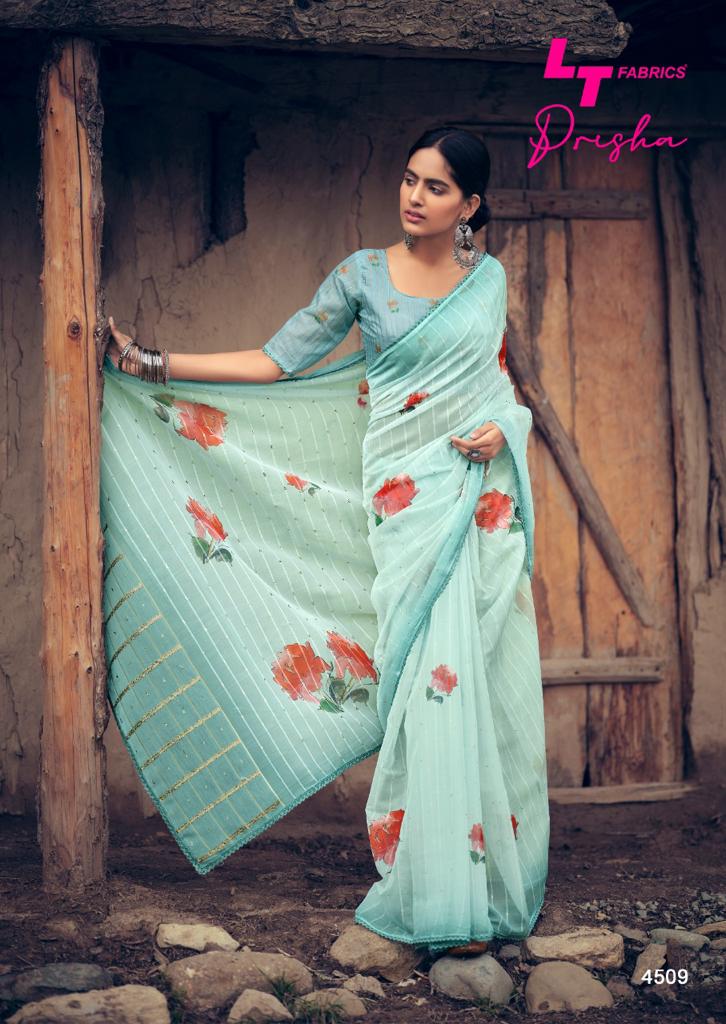 Lt Prisha Ethnic Wear Organza Silk Designer Printed Saree Collection

