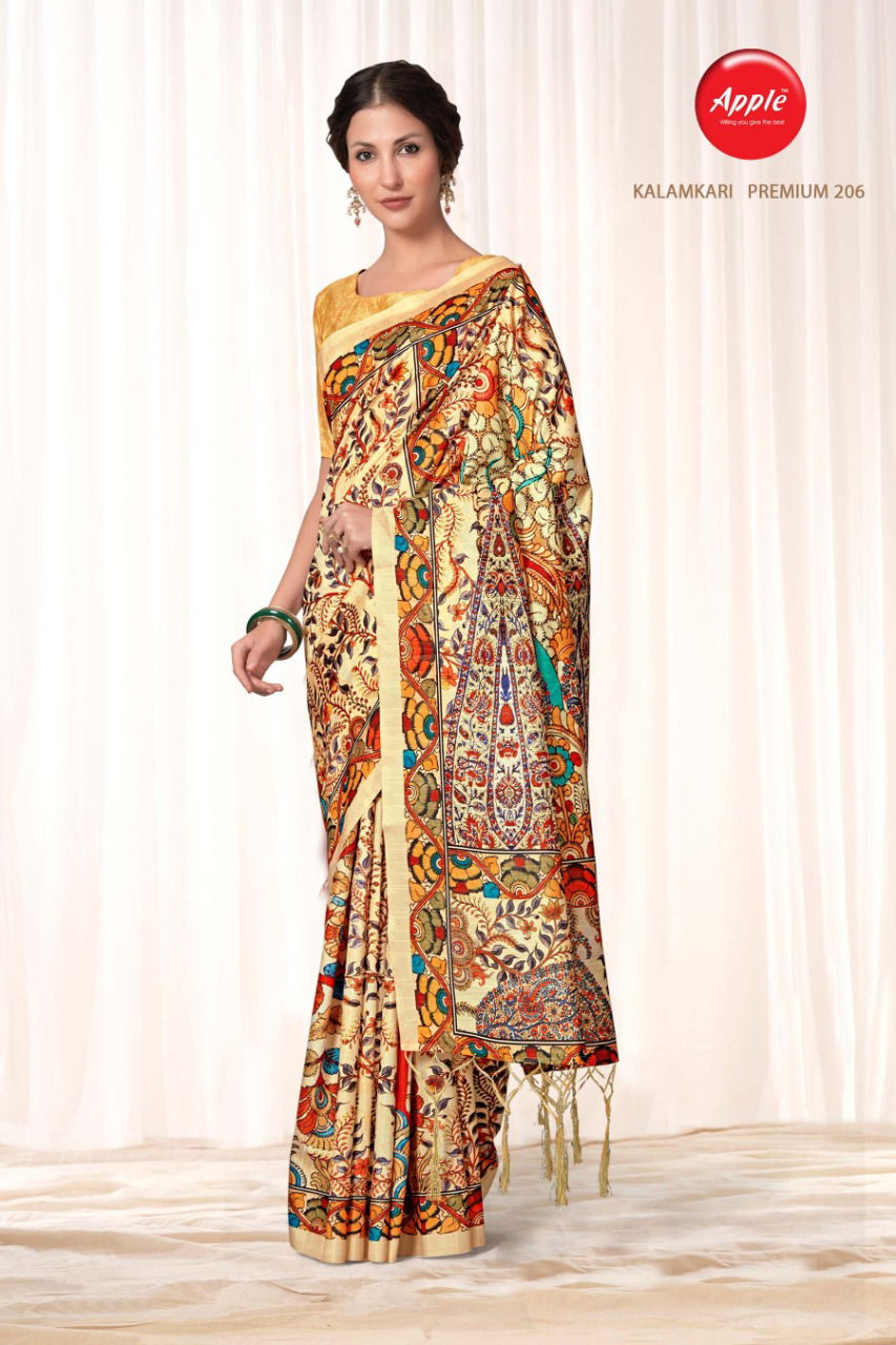 Apple Kalamkari Premium 2 Latest Fancy Designer Regular Casual Wear Printed Saree Collection

