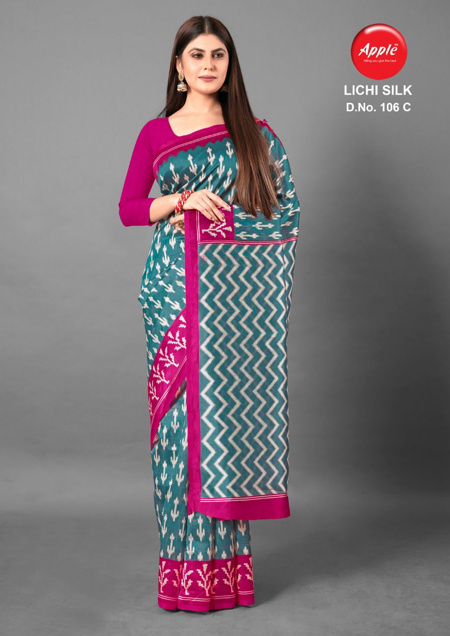 Apple Lichi Silk 106 Latest Fancy Designer Ethnic Regular Wear Art Silk Saree Collection
