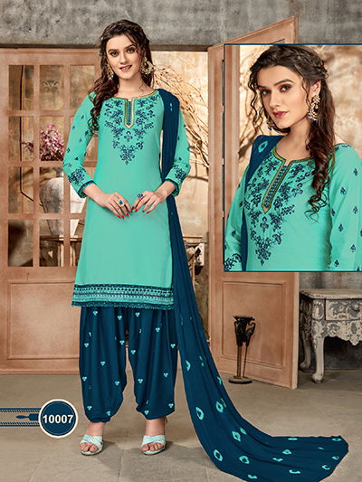 Patiyala 10 Latest Designer Festive Wear Cotton With Embroidery Work Top With Bottom And fancy Print Dupatta Dress Material Collection