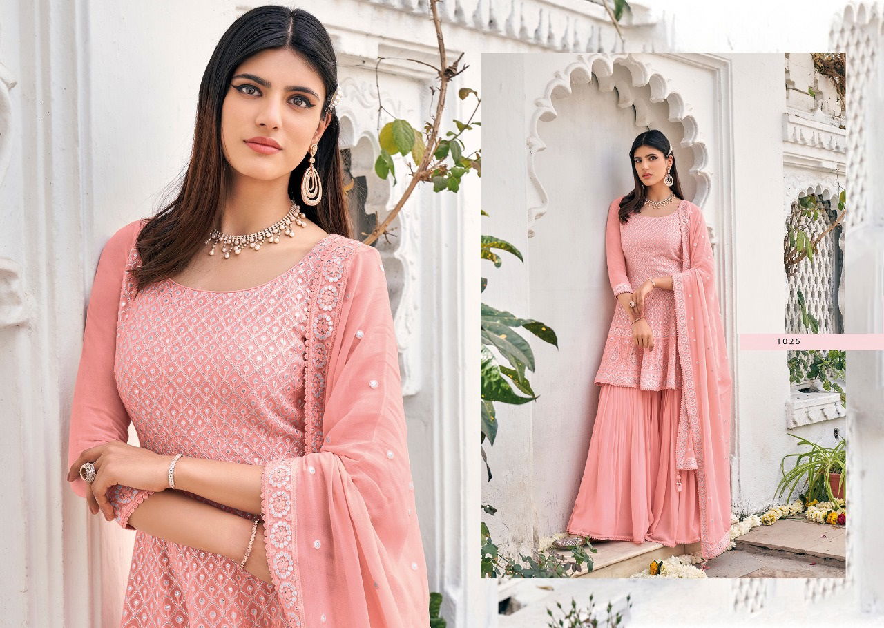 zaveri western wear 1023 festive wear viscose georgette embroidery salwar kameez collection