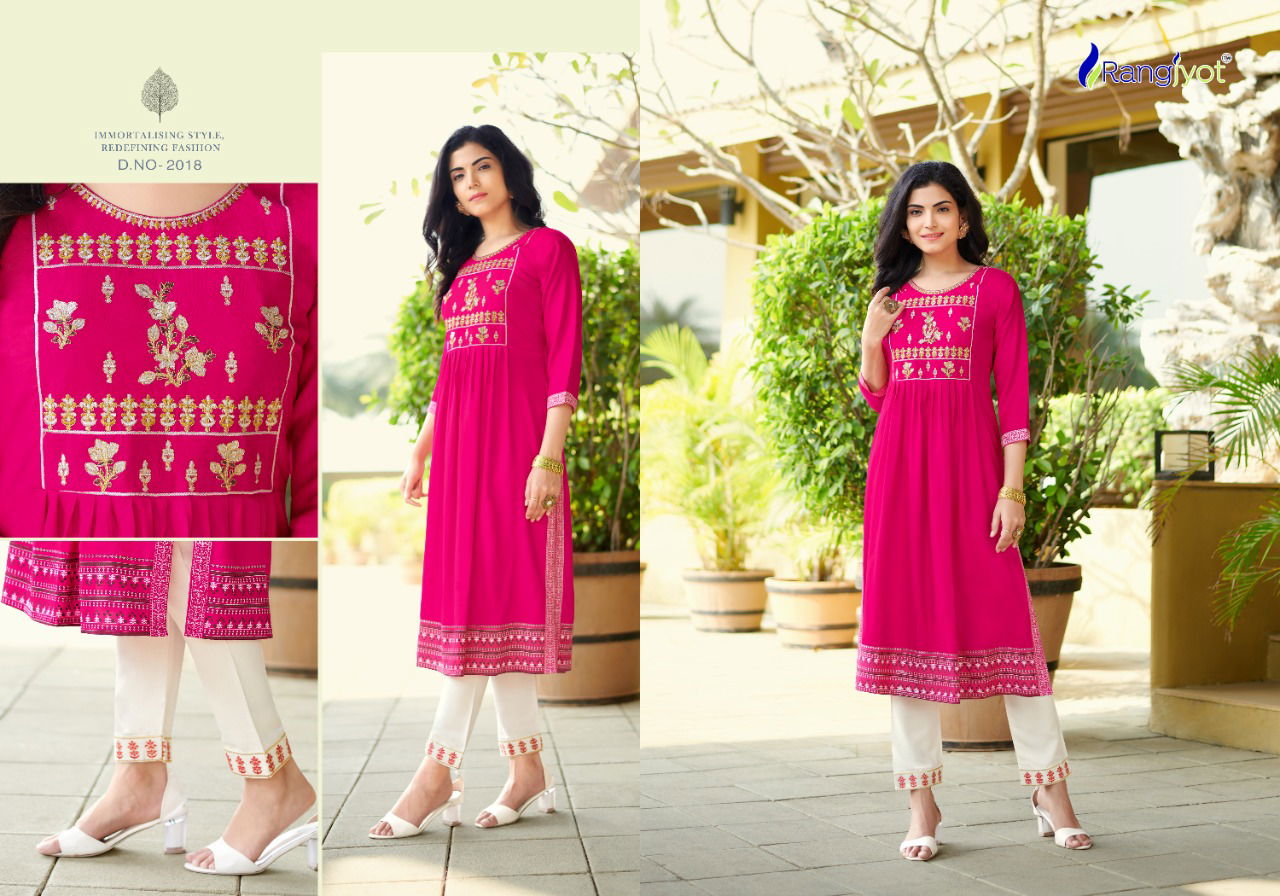 Rangjyot Mariya 3 Classic Heavy Ethnic Wear Rayon Kurti With Pant Collection