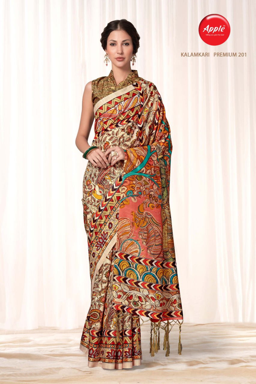 Apple Kalamkari Premium 2 Latest Fancy Designer Regular Casual Wear Printed Saree Collection
