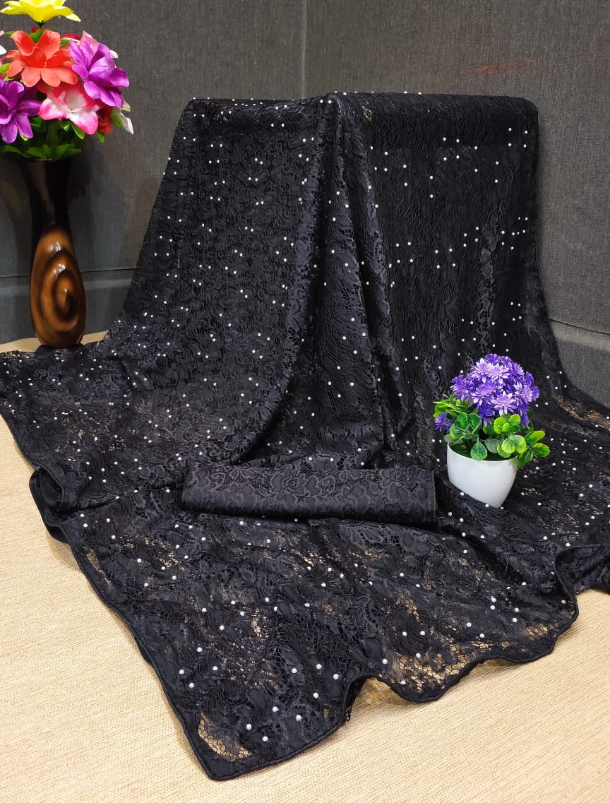 Motichur Latest Heavy Designer Party Wear With Raffle Jequared With Stone Work Stylish Look Saree Collection