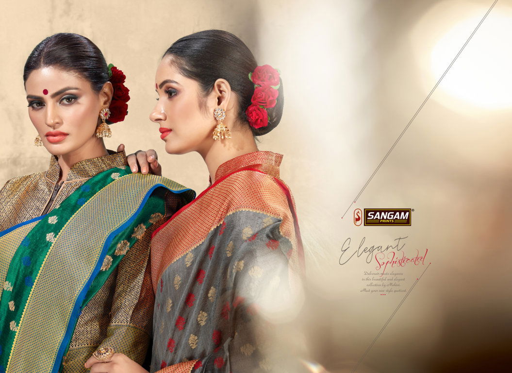 Sangam Madras Handloom Latest Deaigner Fancy Wedding Wear Printed Handloom Cotton Silk Sarees Collection
