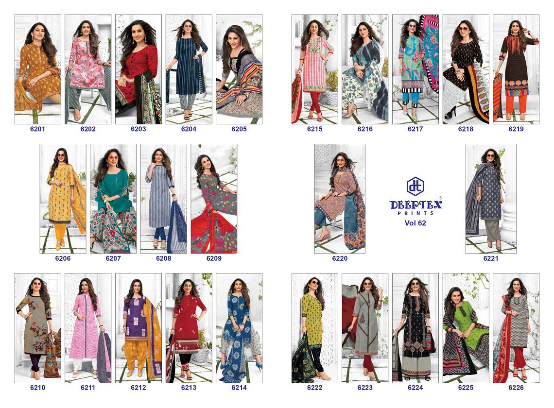 Deeptex Miss India Vol 62 Latest Exclusive Collection Of Designer Printed Pure Cotton Dress Material 