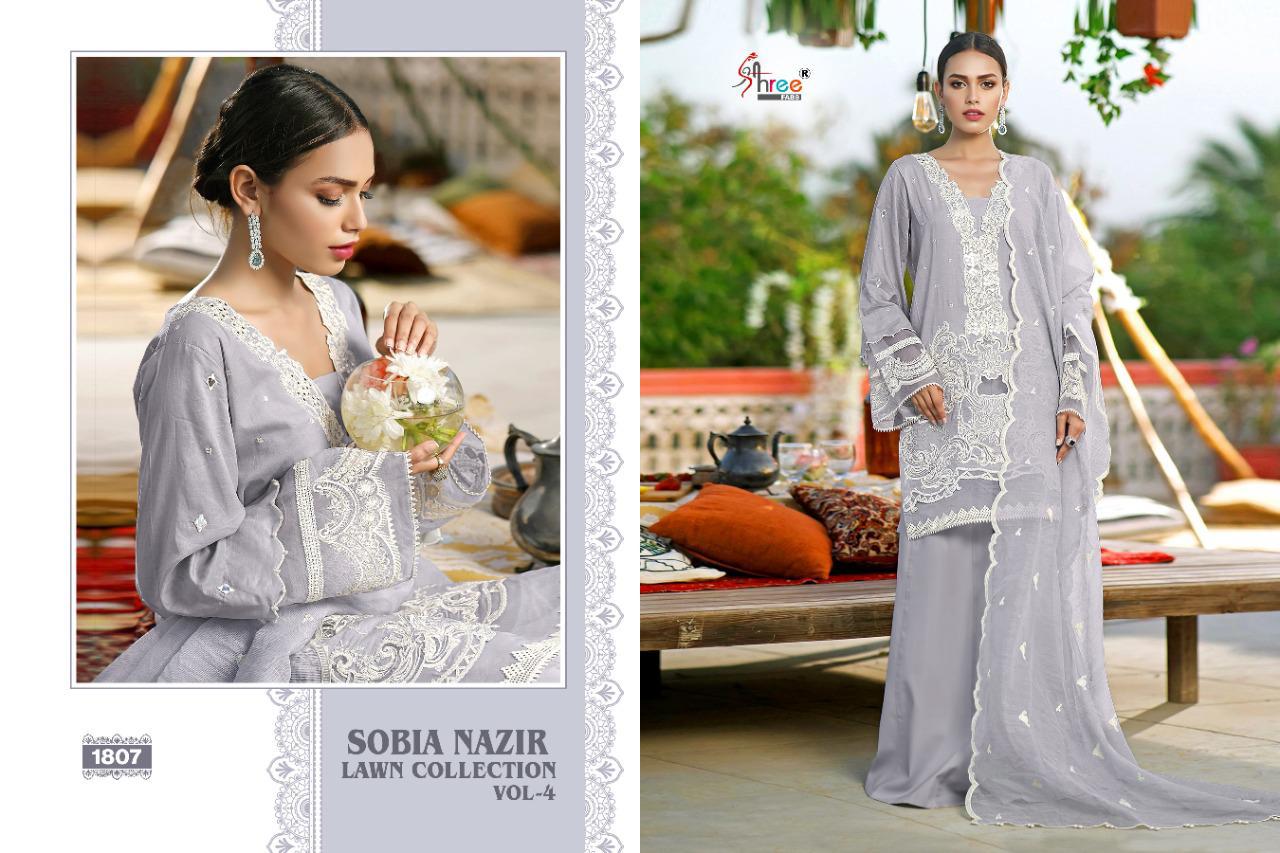 Shree Sobia Nazir Lawn Collection 4 Lawn Cotton Embroidery Pakistani Salwar Kameez Collection
