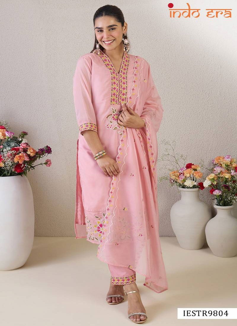 Indo Era 2565 Organza Embroidered Kurti Bottom With Dupatta Suppliers In India