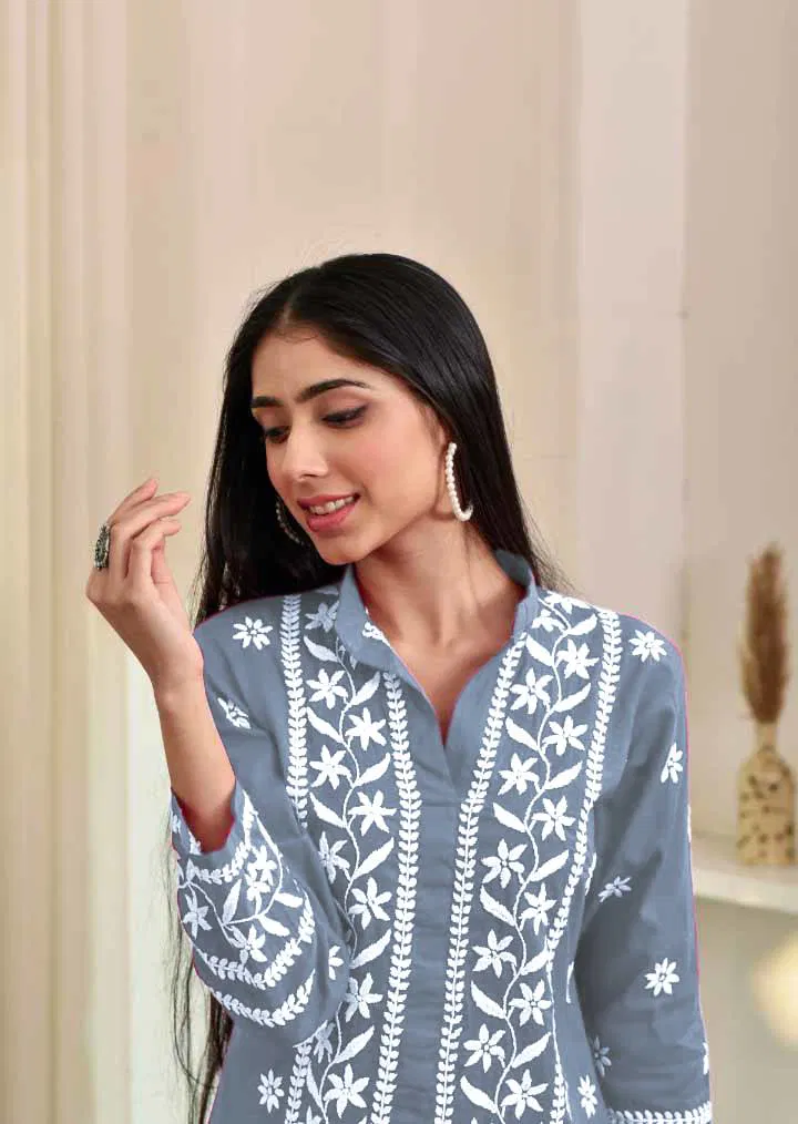 Taanvi 01 Rayon With Chikankari Embroidered Kurti Wholesale Online