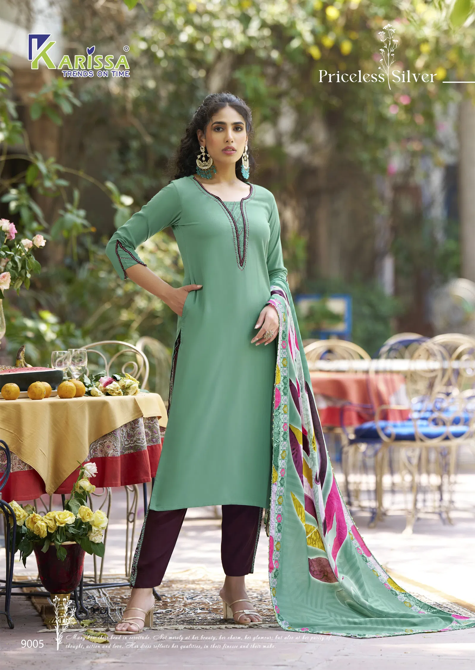 Vidisha Vol 9 By Karissa Rayon Designer Kurti With Bottom Dupatta Suppliers In India
