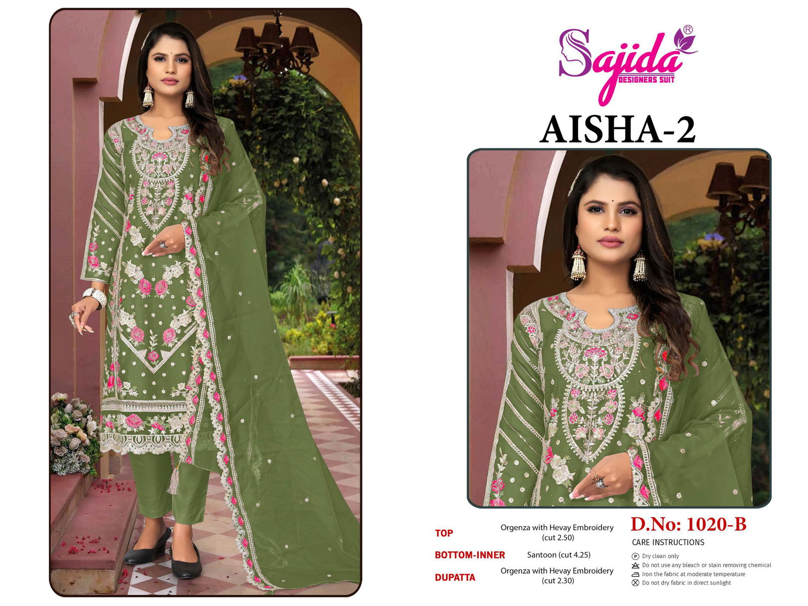 Aisha Vol 2 By Sajida Organza Embroidery Designer Salwar Suits Suppliers In India