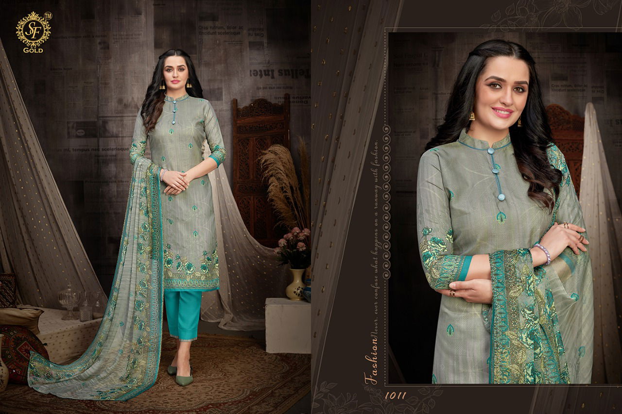 Sf Gold Delhi 6 Latest Printed Regular Wear Premium Cotton Dress Materials Collection
