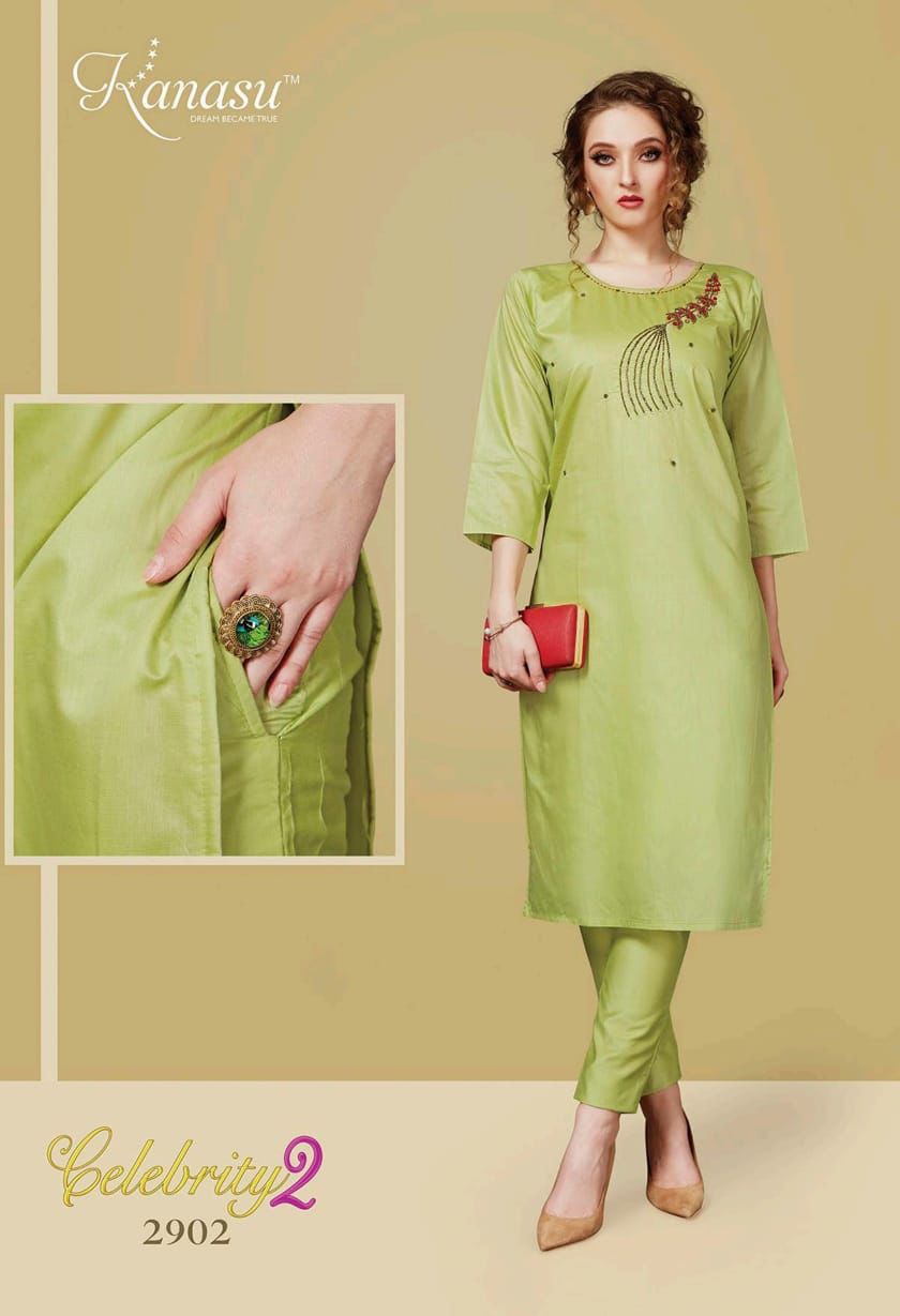 Kanasu Celebrity 2 Ethnic Wear Silk Designer Kurti With Bottom Collection