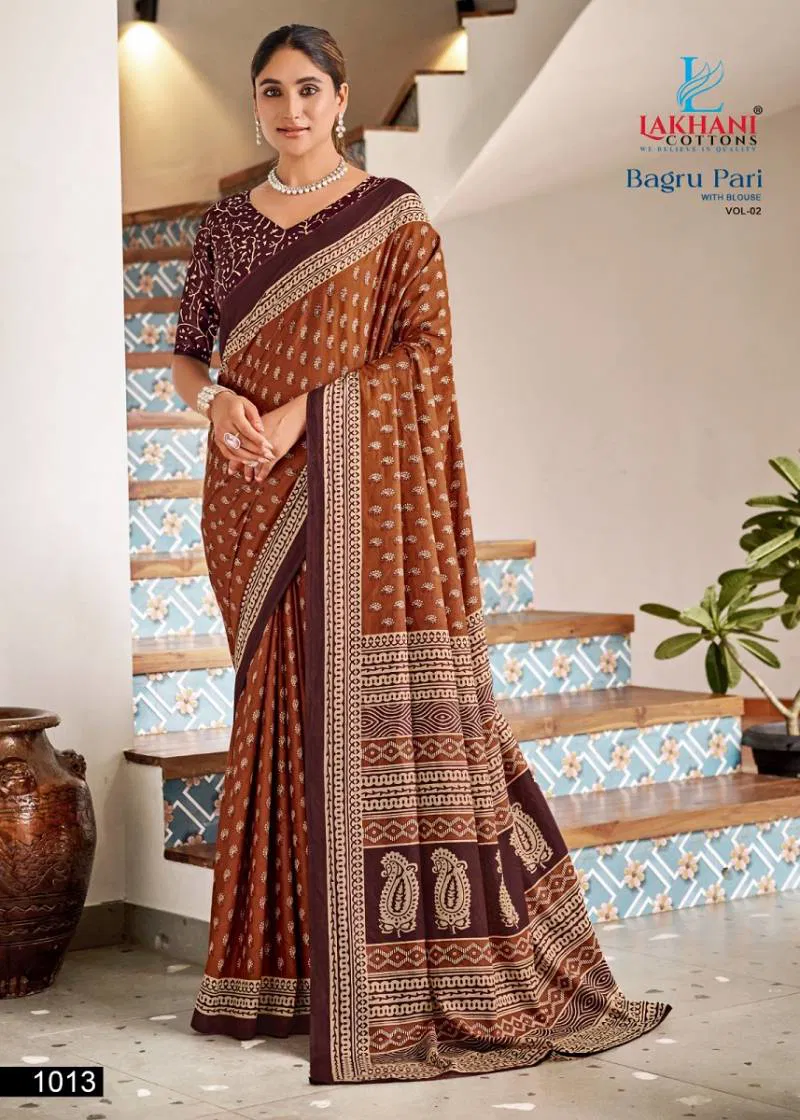 Bagru Pari Vol 2 By Lakhani Casual Wear Cotton Printed Saree Wholesale Clothing Suppliers In India