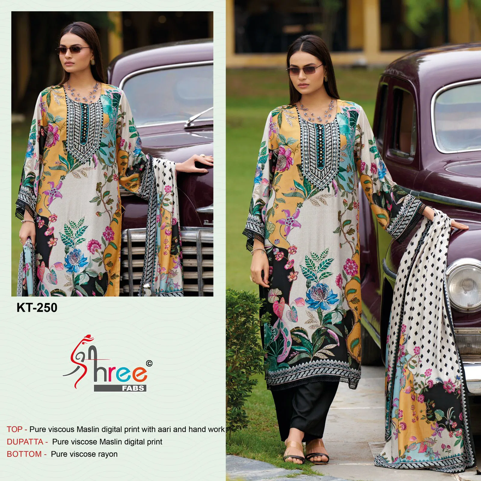 Kt 250 By Shree Viscose Maslin Digital Printed Salwar Suits Wholesale Market In Surat