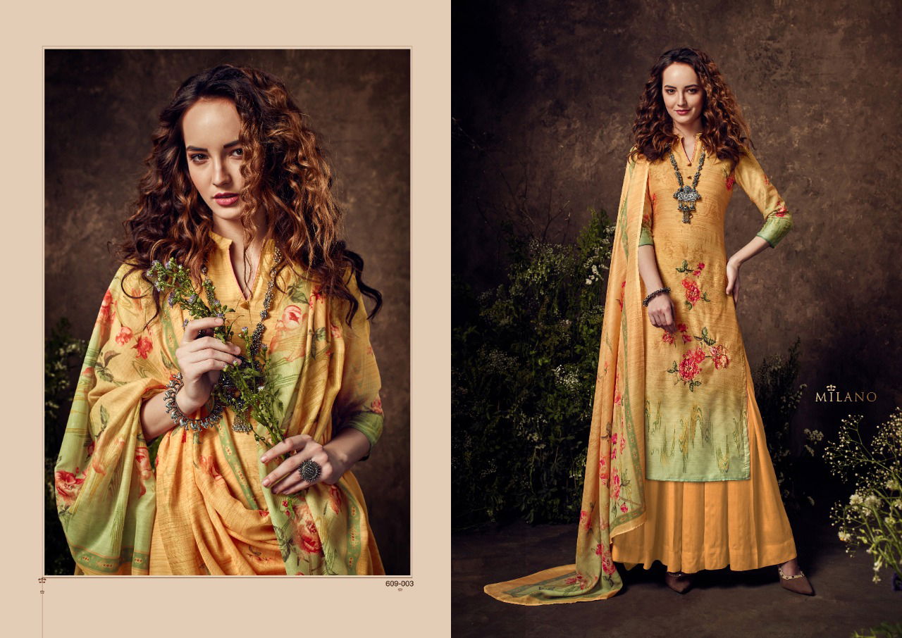 Belliza Milano Designer Pure Cotton Muslin Original Digital Print with Exclusive Fancy Heavy Handwork Dress Material Collection