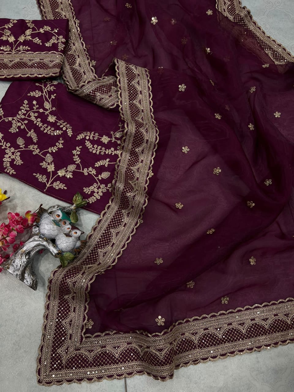 Mina By Krishi Embroidery Party Wear Saree Catalog