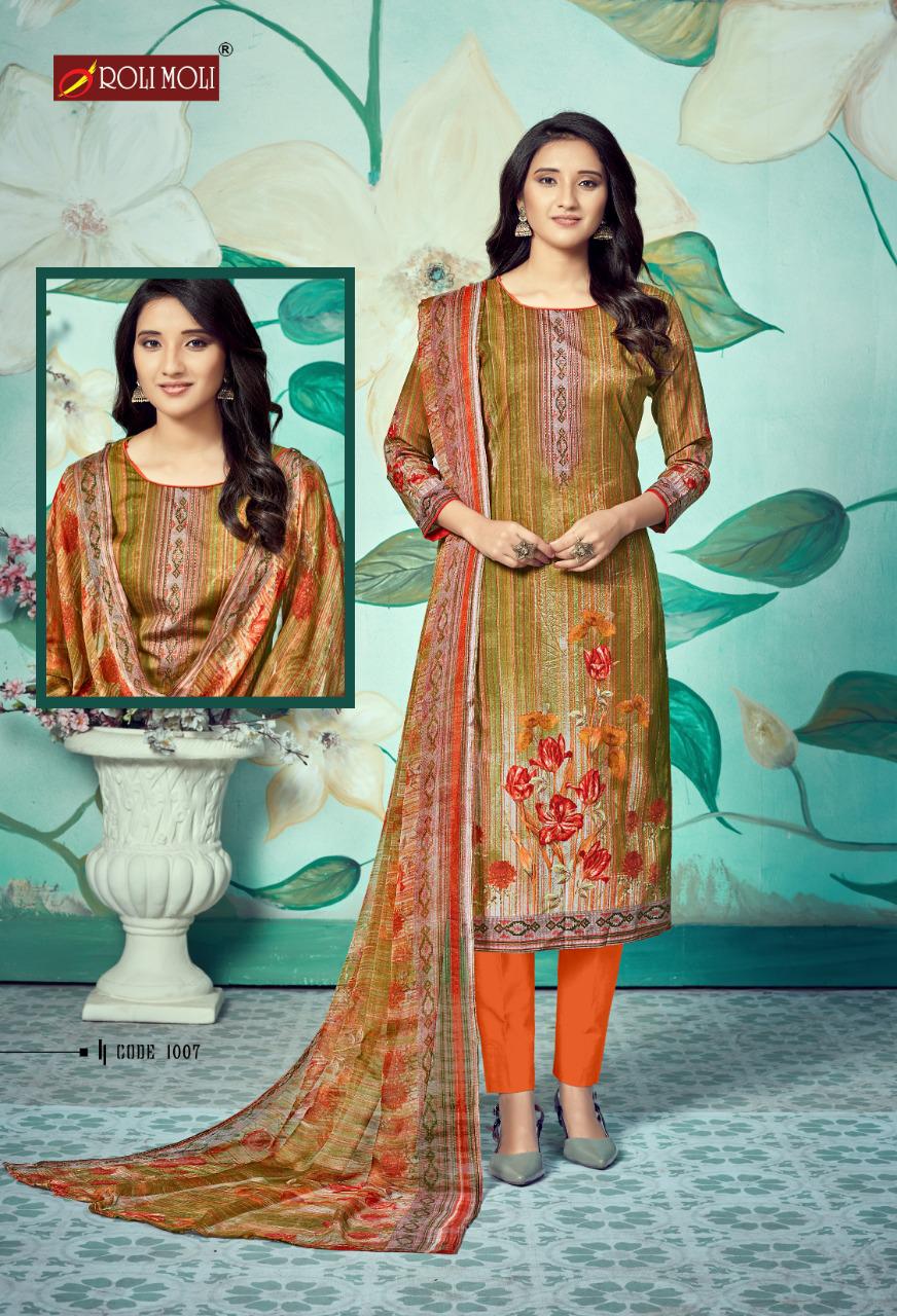 Roli Moli Mallika 6 fancy Casual Wear Heavy indo Designer Printed Designers Print with Sivorski  Diamond Dress Material Collection