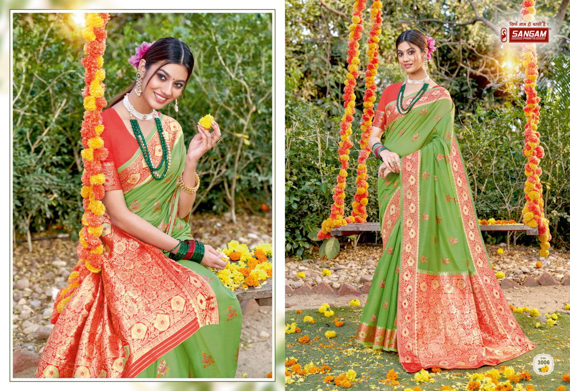 Sangam Subh Milan Heavy Wedding Wear Cotton Zari Weaving New Designer Sarees Collection