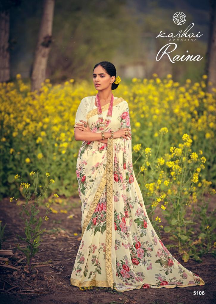 Kashvi Raina Georgette Ethnic Wear Designer Printed Saree Collection
